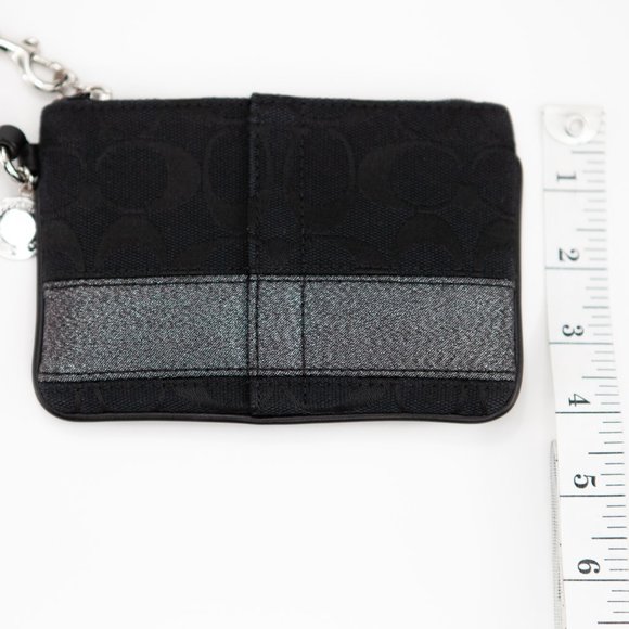 COACH Black Canvas Wristlet with Metallic Sparkly Stripe - Picture 11 of 11